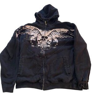 Metal Mulisha Vintage Mens Jacket Size Large Black War Paint Reversible Rare